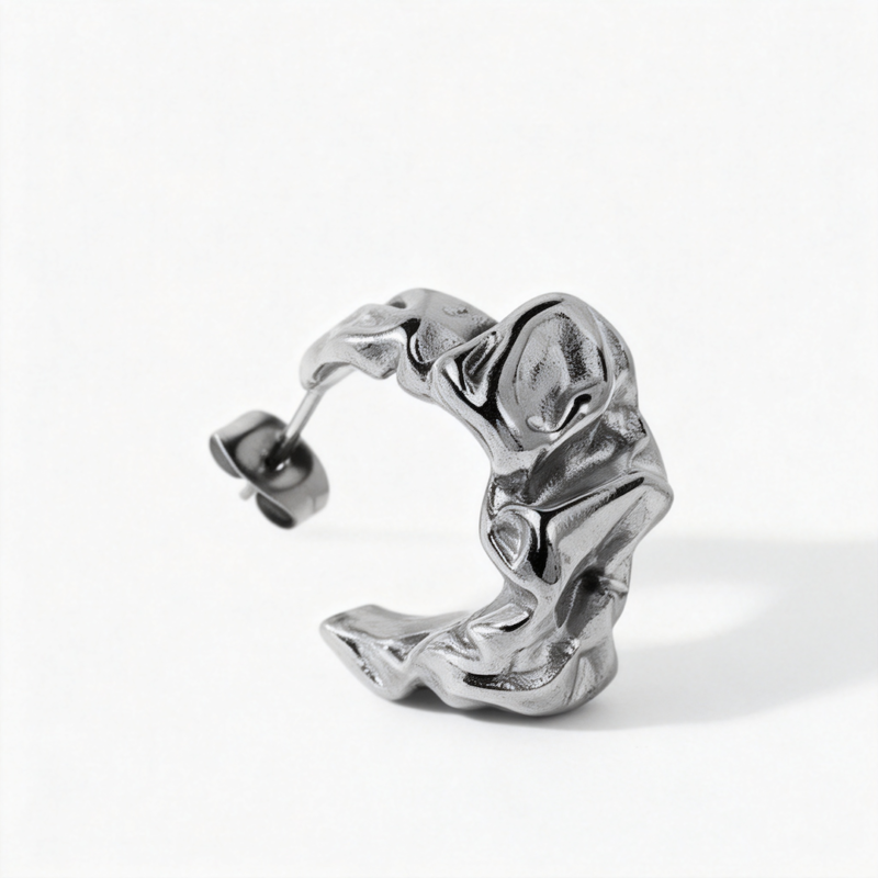 Lava Folded Stainless Steel Earrings Lava Folded Stainless Steel Earrings
