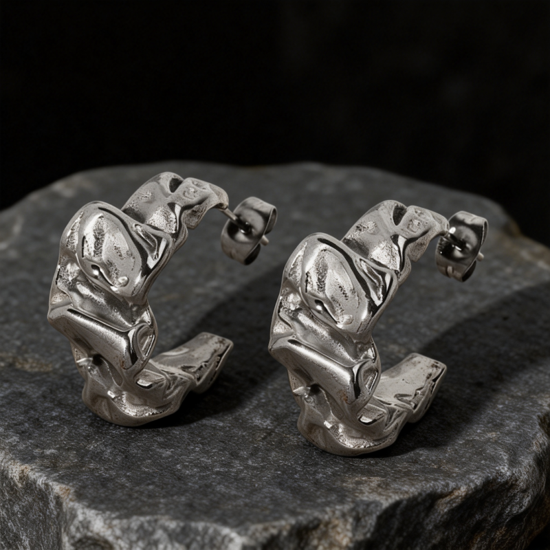 Lava Folded Stainless Steel Earrings Lava Folded Stainless Steel Earrings