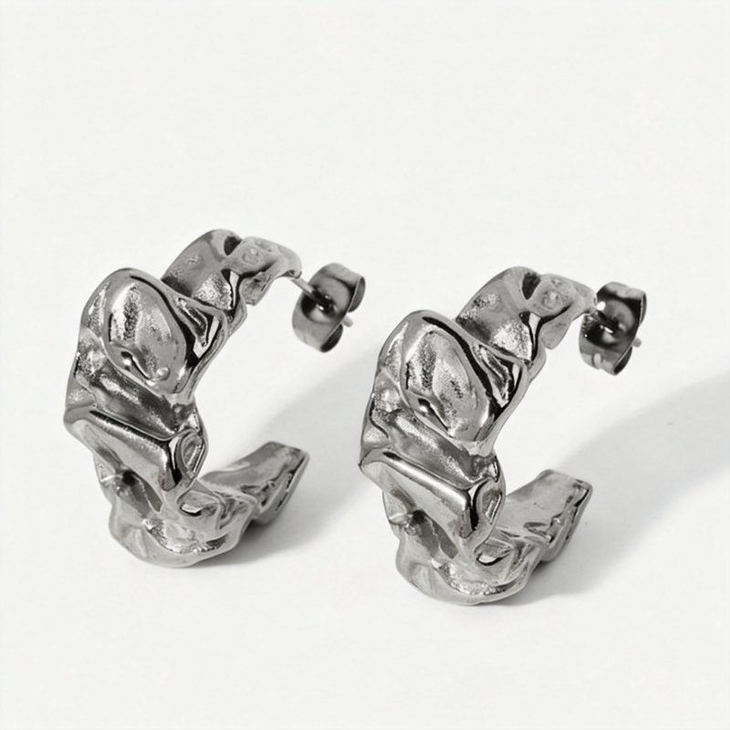 Lava Folded Stainless Steel Earrings Lava Folded Stainless Steel Earrings