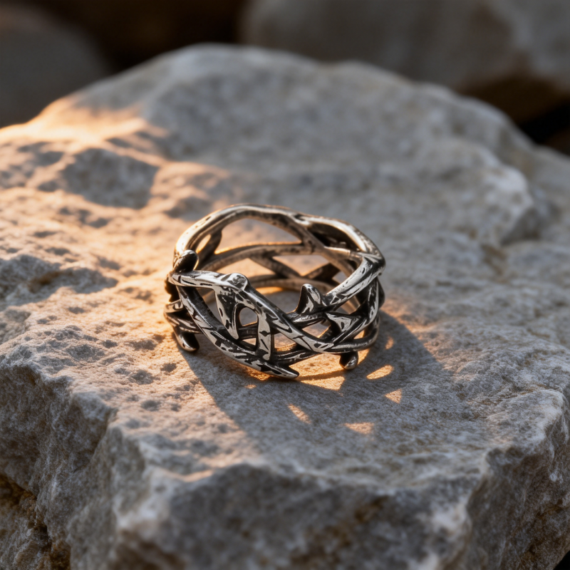 Crossed Branches Stainless Steel Ring Crossed Branches Stainless Steel Ring