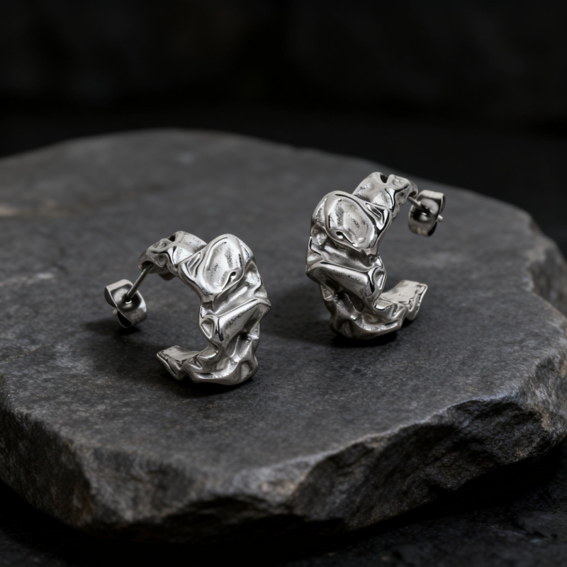 Lava Folded Stainless Steel Earrings Lava Folded Stainless Steel Earrings