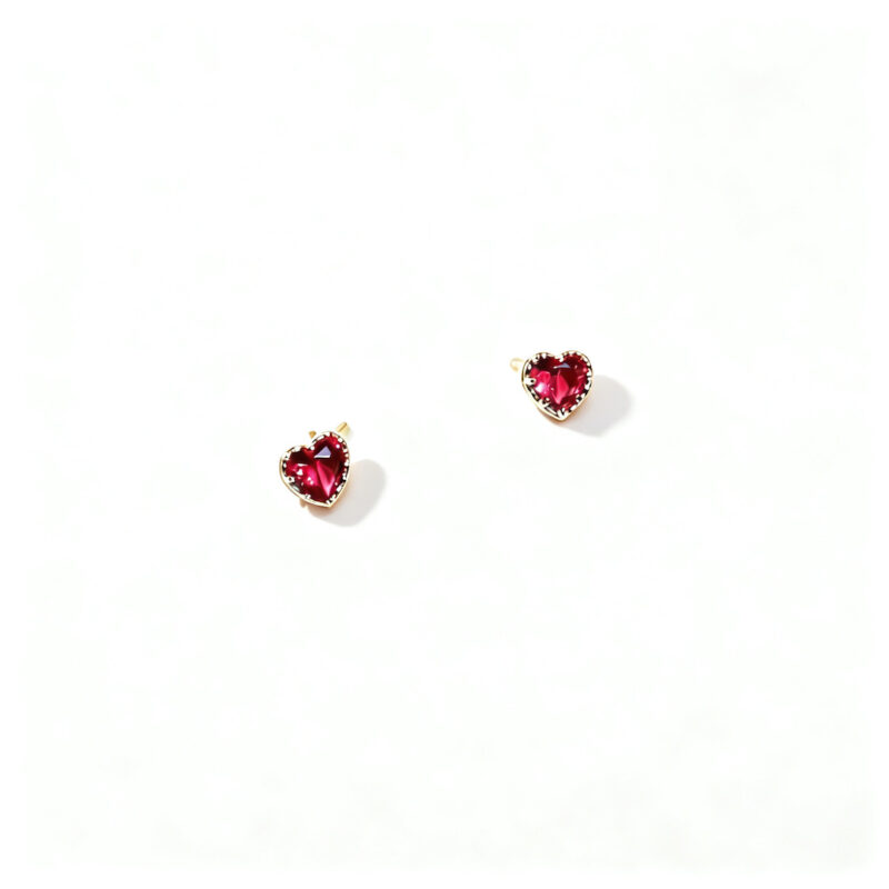 Pink Heart-Shaped Silver Stud Earrings——Sweet Serenade