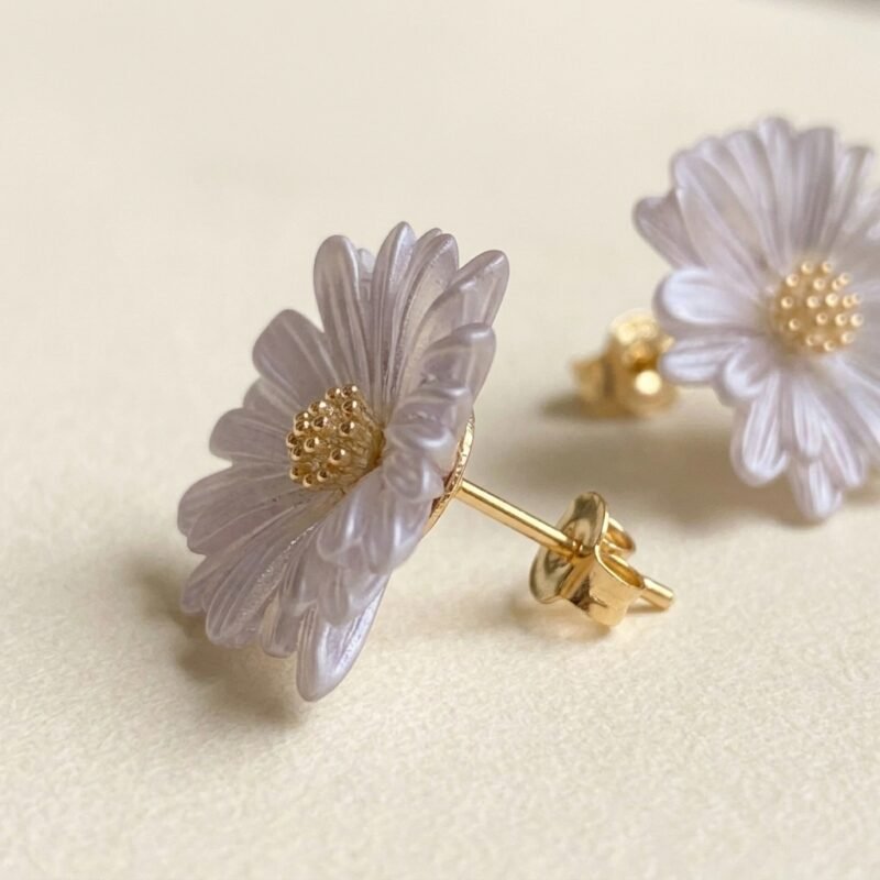 Metal Daisy s925 Silver Needle Earrings