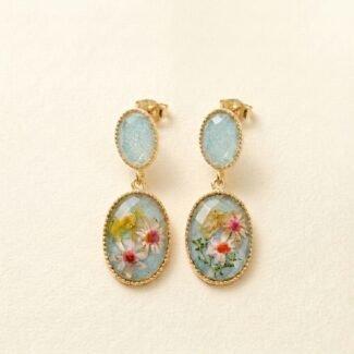 Monet Collection Amber Daisy Dried Flower Earrings