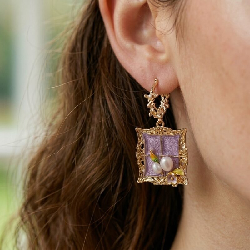 Monet Garden Vintage Floral Palace Earrings – 18k Gold Plated