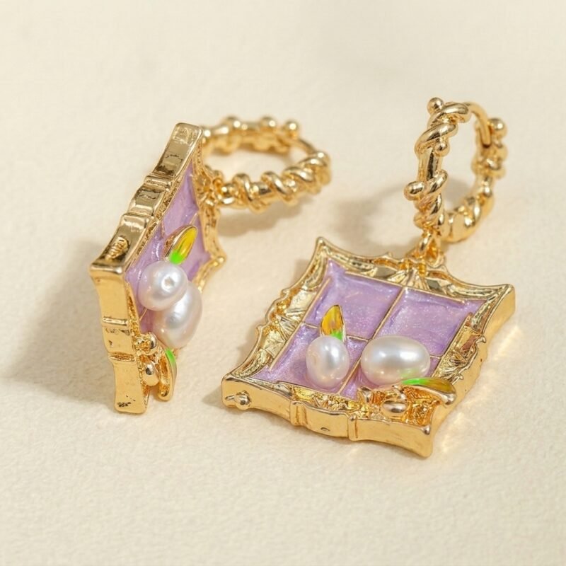 Monet Garden Vintage Floral Palace Earrings – 18k Gold Plated