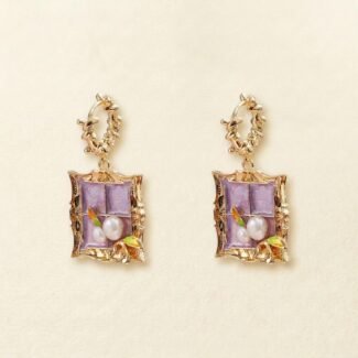 Monet Garden Vintage Floral Palace Earrings – 18k Gold Plated