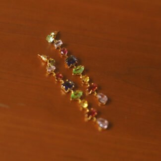 Earrings Crystal - Retro Mosaic Rainbow, silver