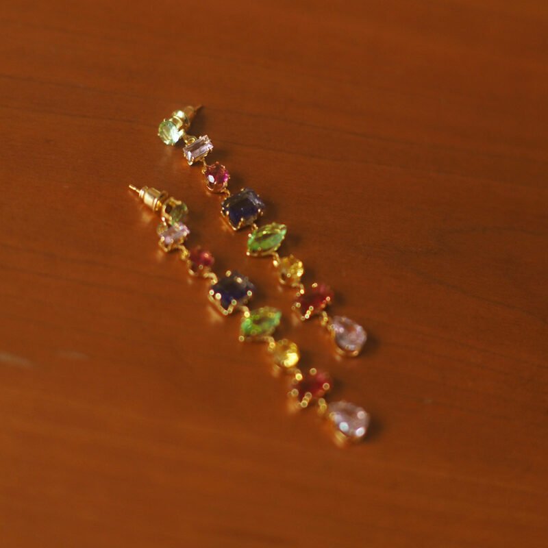 Earrings Crystal - Retro Mosaic Rainbow, silver Earrings Crystal - Retro Mosaic Rainbow, silver