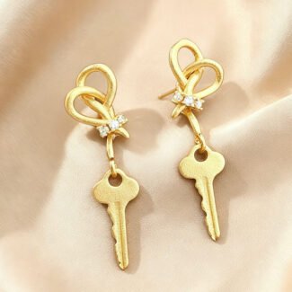 Earrings Key - Golden Knot Unlocking Fate