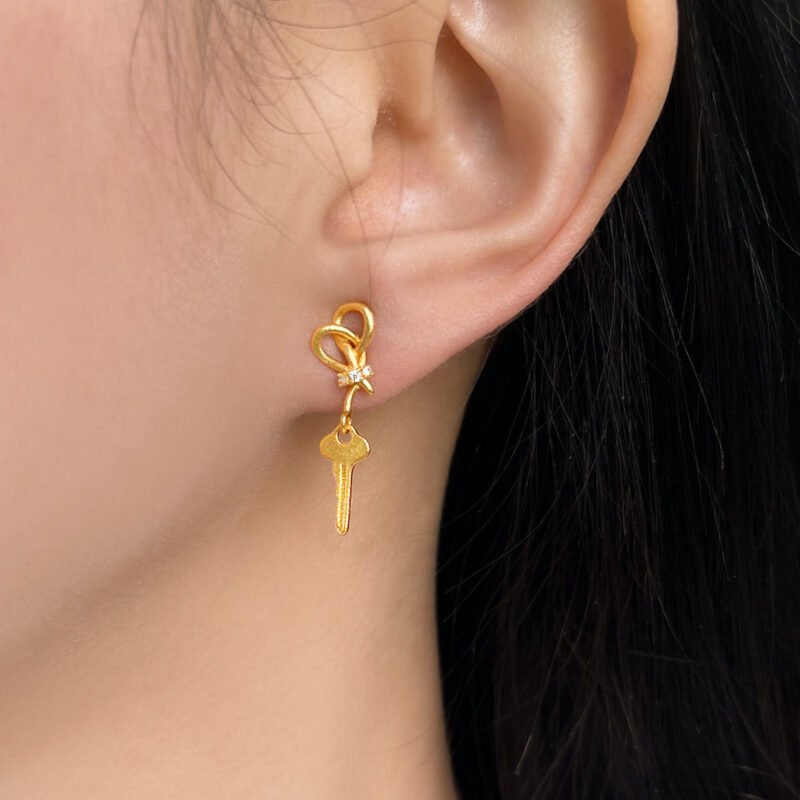 Earrings Key - Golden Knot Unlocking Fate