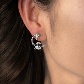 Panda And Bamboo Silver Earrings——Gentle Wilderness