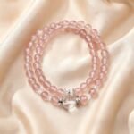 Love and Clarity Strawberry Quartz With White Crystal Double Bracelet——Blossom Clarity
