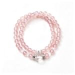 Love and Clarity Strawberry Quartz With White Crystal Double Bracelet——Blossom Clarity