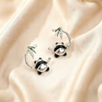 Panda And Bamboo Silver Earrings——Gentle Wilderness