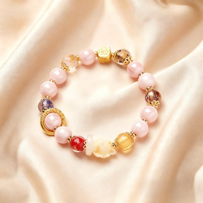 Pink Incense Ash and Gold Flakes Luck Bracelet——Mystic Fortune Pink Incense Ash and Gold Flakes Luck Bracelet——Mystic Fortune