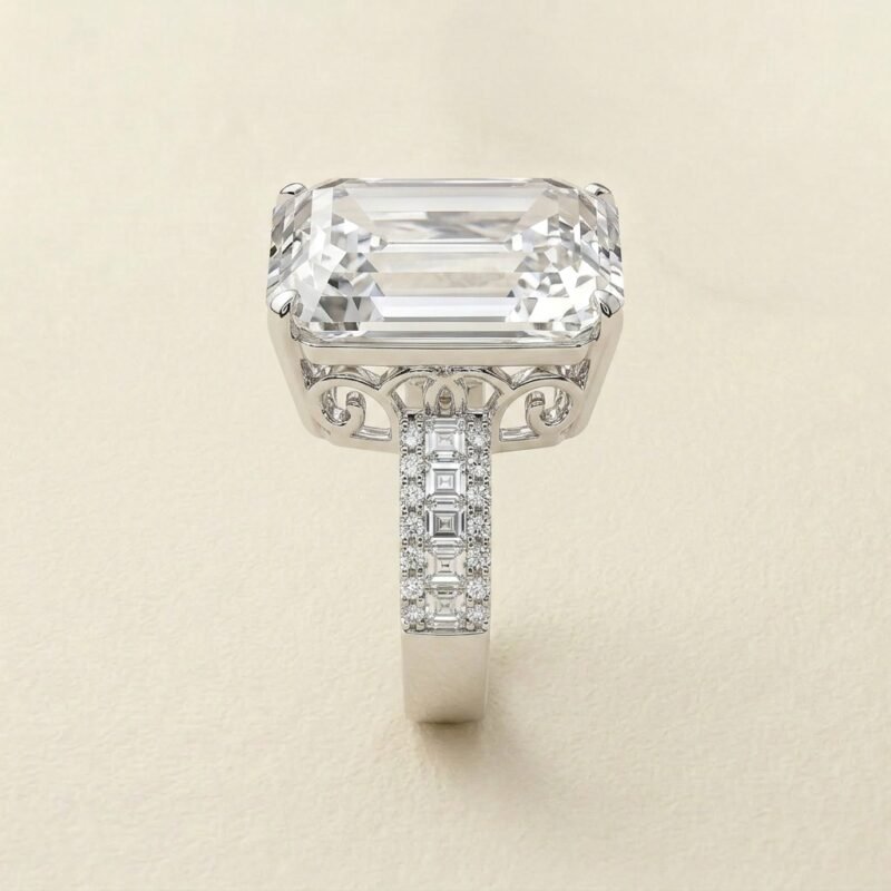 Ring Crystal Quartz - Square Cut Filigree, silver Ring Crystal Quartz - Square Cut Filigree, silver