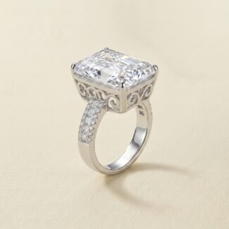 Ring Crystal Quartz - Square Cut Filigree, silver
