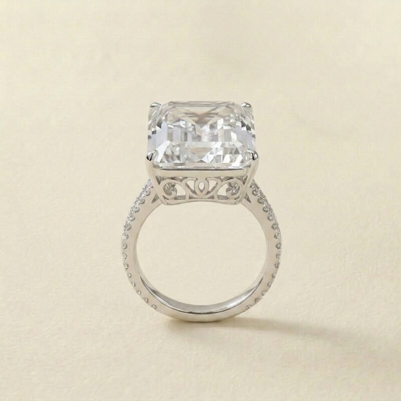 Ring Crystal Quartz - Square Cut Filigree, silver Ring Crystal Quartz - Square Cut Filigree, silver