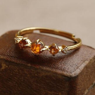 Ring Orange Garnet - Autumn Sunset Glow, gold