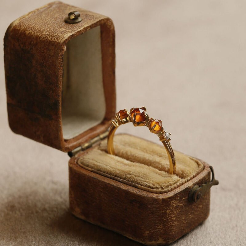 Ring Orange Garnet - Autumn Sunset Glow, gold