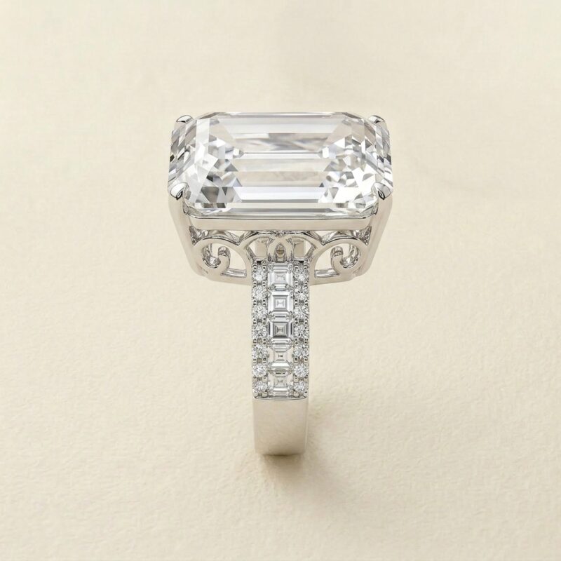 White Crystal Silver Ring — Bold Geometric Statement