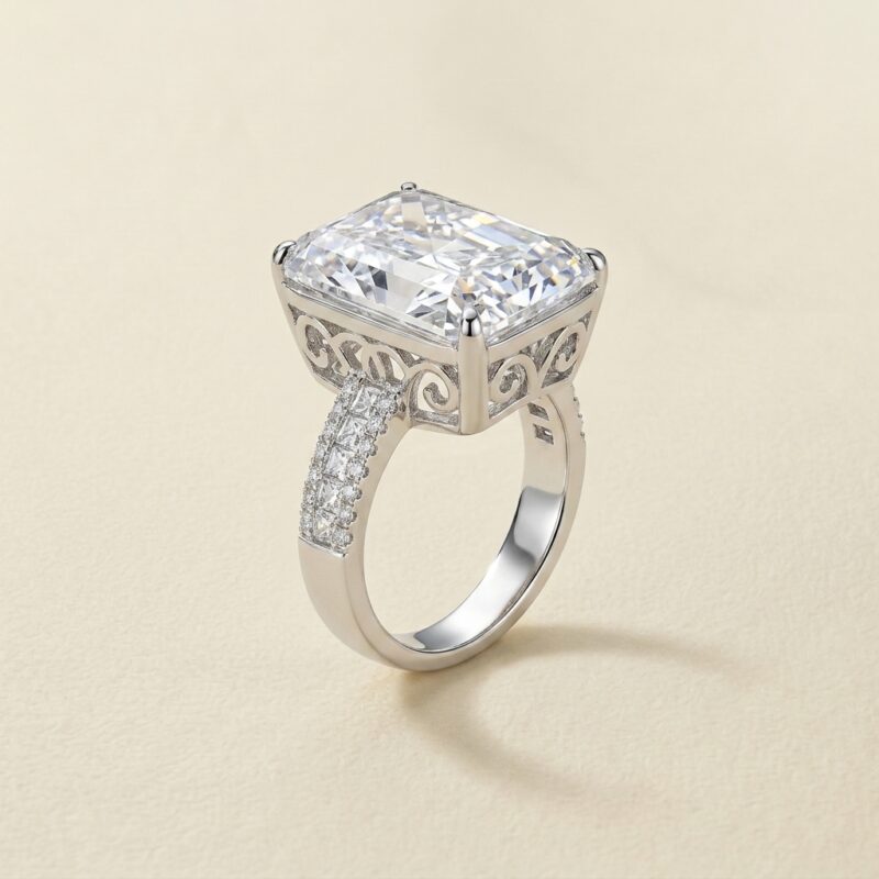 White Crystal Silver Ring — Bold Geometric Statement
