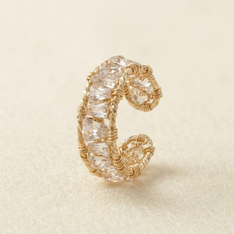 14K Gold Filled White Crystal — Handmade Wire Wrapped Ring