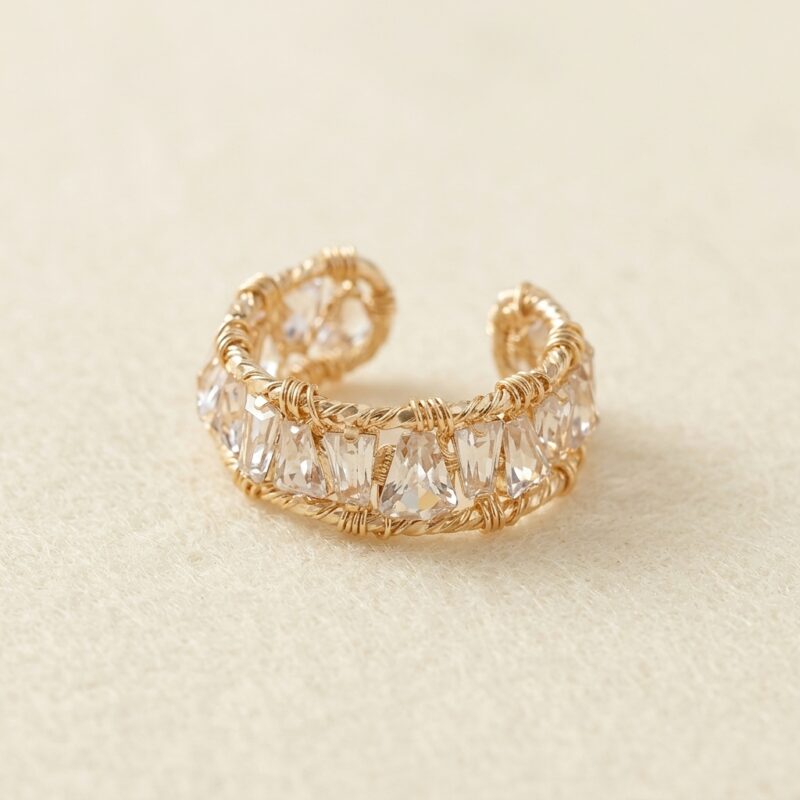 14K Gold Filled White Crystal — Handmade Wire Wrapped Ring 14K Gold Filled White Crystal — Handmade Wire Wrapped Ring