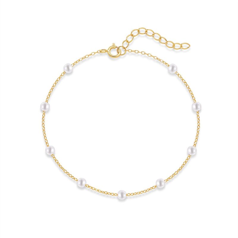 Elegant Pearl Station Anklet – Serene Moonlight
