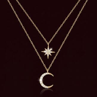 Celestial Layered Star Moon Necklace – Midnight Symphony