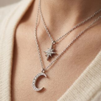 Celestial Layered Star Moon Necklace – Midnight Symphony