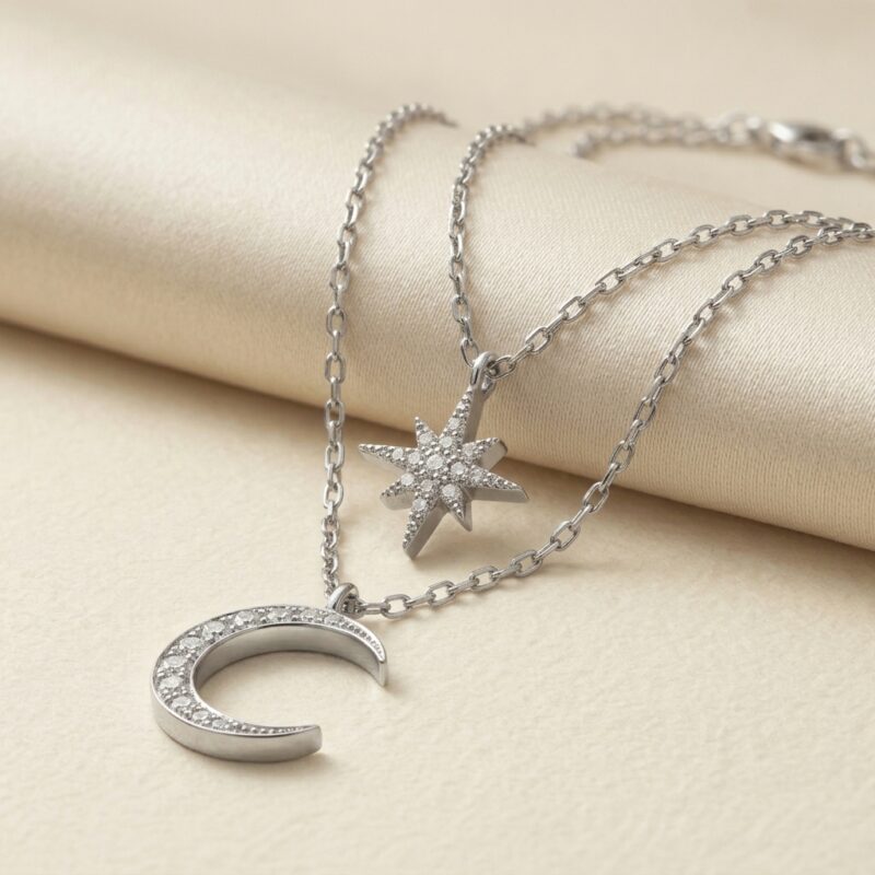 Celestial Layered Star Moon Necklace – Midnight Symphony
