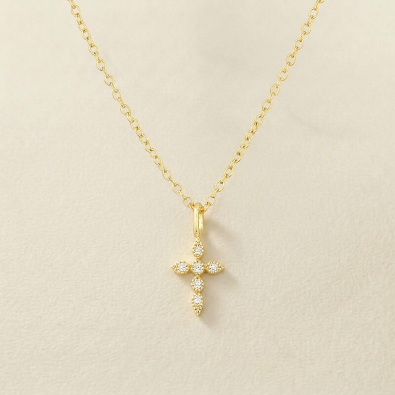 Dainty Sparkle Cross Pendant Necklace – Divine Grace