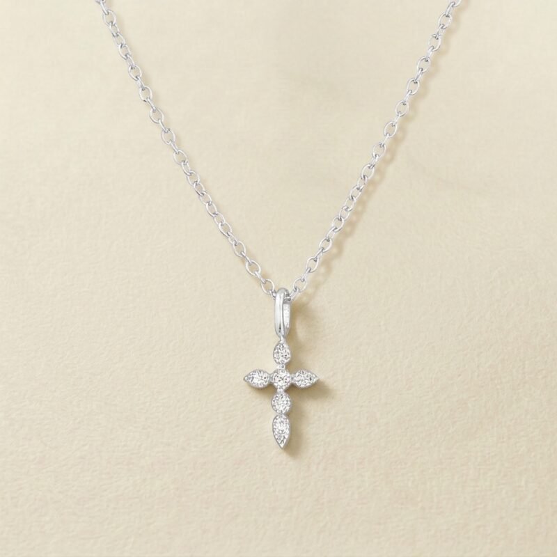 Dainty Sparkle Cross Pendant Necklace – Divine Grace