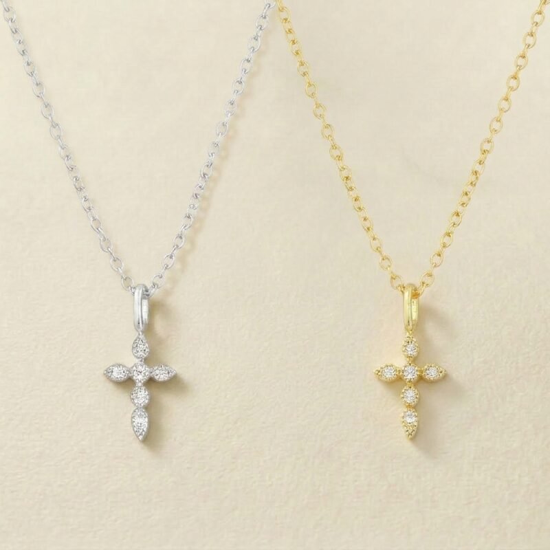 Dainty Sparkle Cross Pendant Necklace – Divine Grace