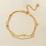 Double-Layer Geometric Cube Anklet – Modern Harmony