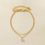 Double-Layered Sparkling Zircon Anklet – Golden Dew