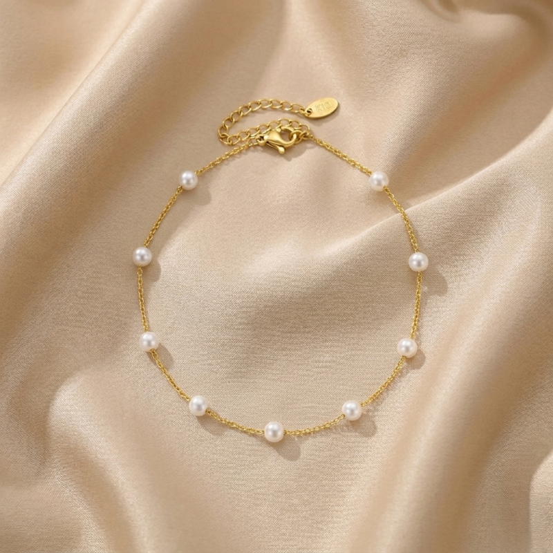 Elegant Pearl Station Anklet – Serene Moonlight Elegant Pearl Station Anklet – Serene Moonlight