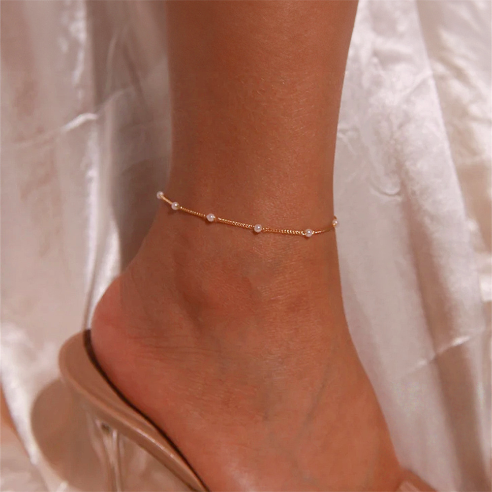 Elegant Pearl Station Anklet – Serene Moonlight