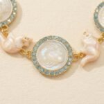 18K Gold Plated Cameo Cat Bracelet - Vintage Enamel