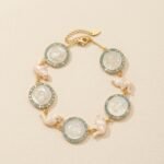 18K Gold Plated Cameo Cat Bracelet - Vintage Enamel