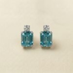 925 Sterling Silver Aquamarine Stud Earrings — Asscher Cut Ocean Sparkle