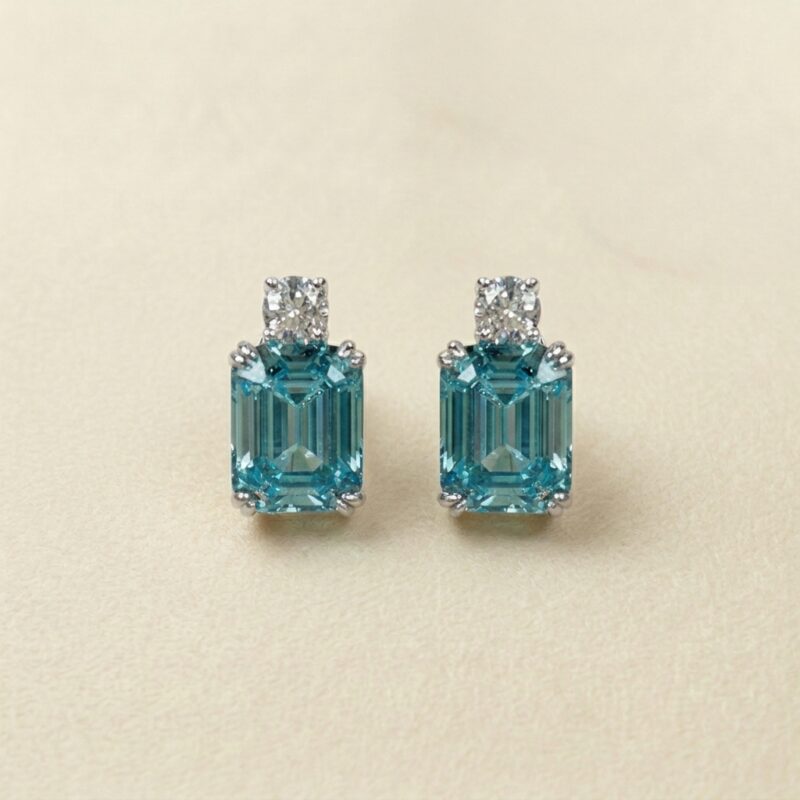 925 Sterling Silver Aquamarine Stud Earrings — Asscher Cut Ocean Sparkle 925 Sterling Silver Aquamarine Stud Earrings — Asscher Cut Ocean Sparkle