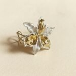 8K Gold Plated Brass — Enamel Iris Flower Statement Cuff