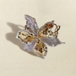 8K Gold Plated Brass — Enamel Iris Flower Statement Cuff