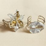 18K Gold Plated Brass — Openwork Bicolor Floral Statement Cuff