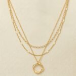 18K Gold Plated Stainless Steel — Three-Layer Layered Molten Ring Necklace