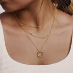 18K Gold Plated Stainless Steel — Three-Layer Layered Molten Ring Necklace