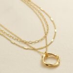 18K Gold Plated Stainless Steel — Three-Layer Layered Molten Ring Necklace